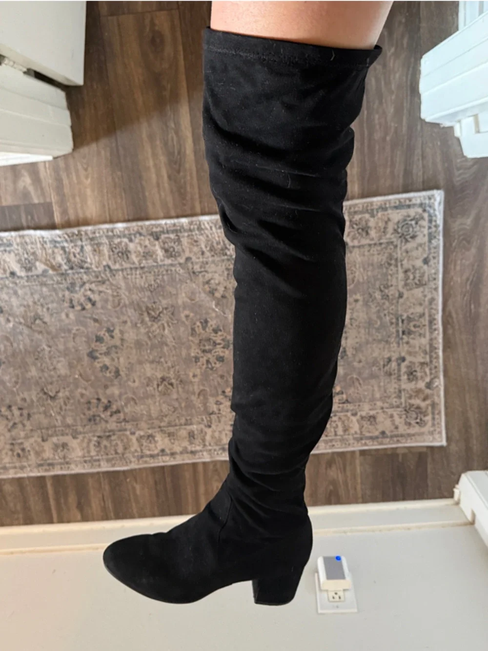 Steve Madden Black Over-the-Knee Block Heel Boots - Picture 5 of 8